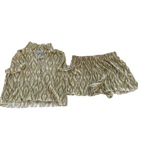 Almost Famous Oliveand Cream Striped Pajama Set